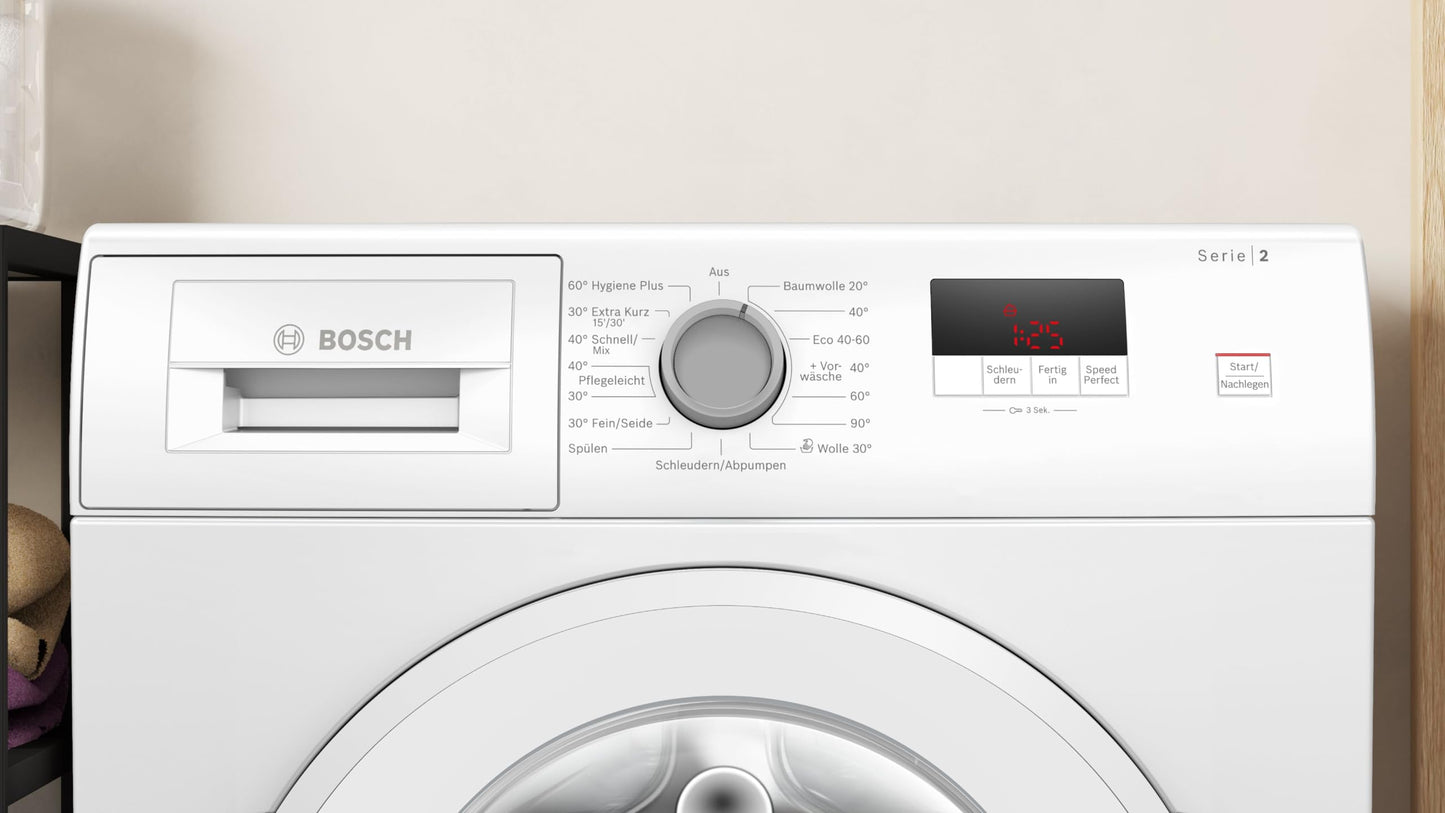 Bosch WAN282K3 Series 4 Front Load Washing Machine, 8 kg, 1400 rpm, SpeedPerfect, Maximum Energy and Water Savings, Refill Function, Extra Hygienic, AquaStop, IronAssist