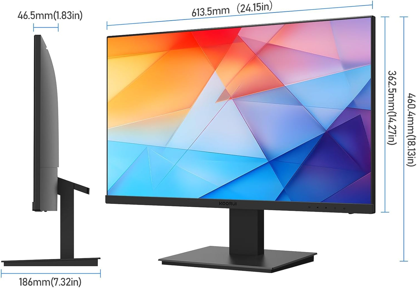 KOORUI Gaming Monitor 27 Zoll, Full HD Rahmenlos Bildschirm 165Hz Adaptive Sync (1ms, VA-Panel, Eye-Care, 1920 x 1080, 2xHDMI 2.0, & DisplayPort 1.4, VESA 75x75mm, DCI-P3 90%)
