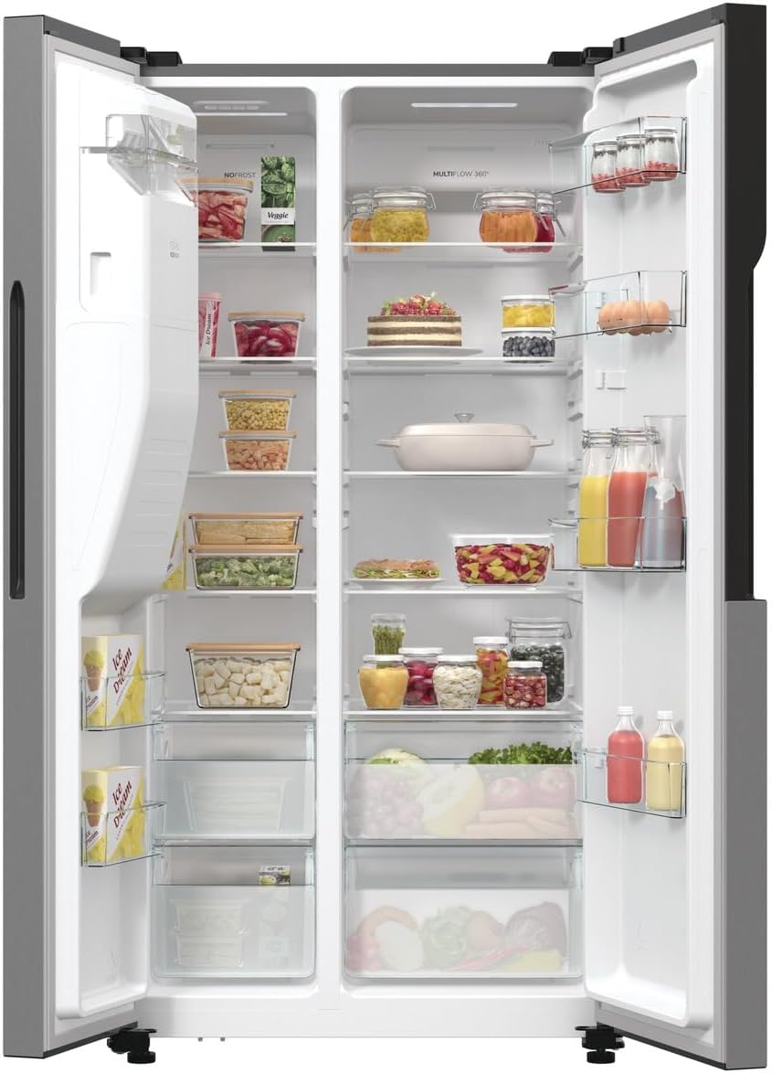 Gorenje NRR9185ESXL Side by Side Fridge-Freezer, NoFrost Plus, Inverter Compressor, Water and Ice Cube Dispenser, SensoTech, 178.6 cm, Fridge Capacity 376 L, Freezer Capacity 190 L, Stainless Steel