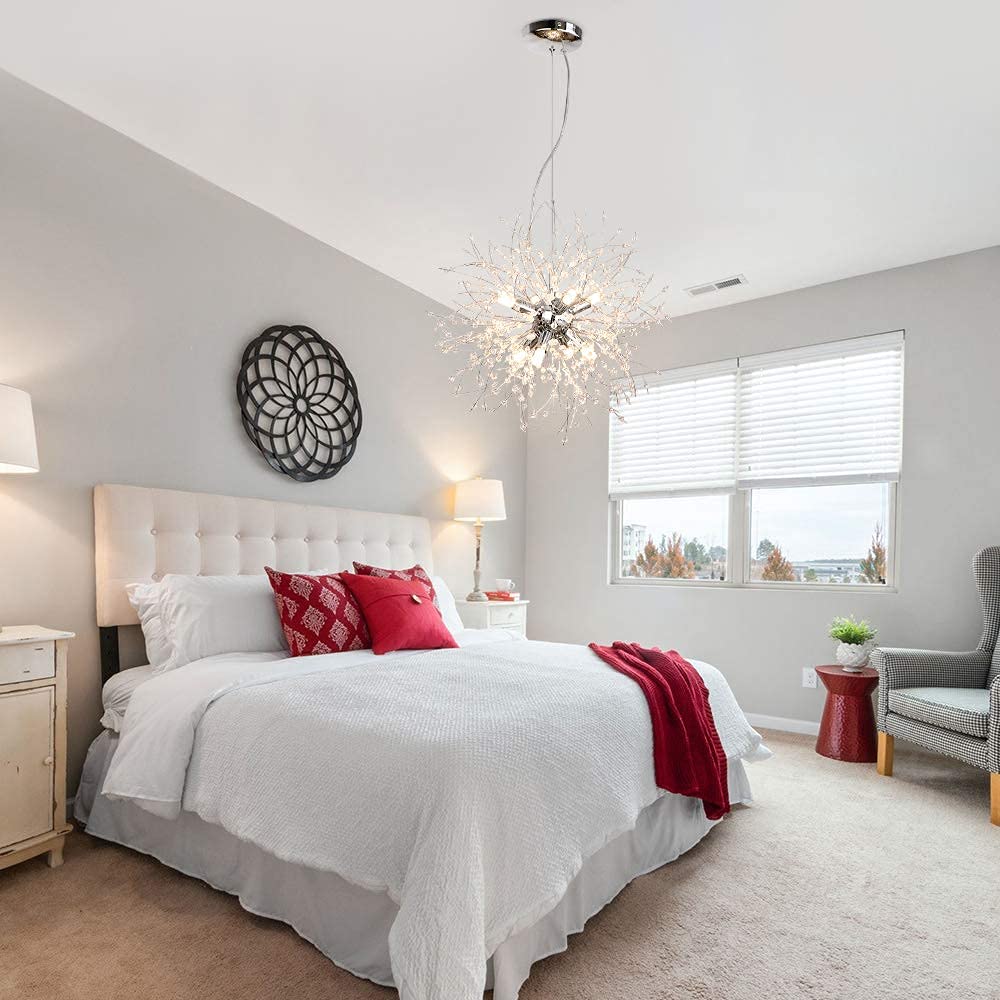 LynPon Moderne Gold Kronleuchter 8 Leuchte Feuerwerk Sputnik Deckenleuchte Kristall Löwenzahn Pendelleuchte für Schlafzimmer, Wohnzimmer, Esszimmer, Küche, Flur