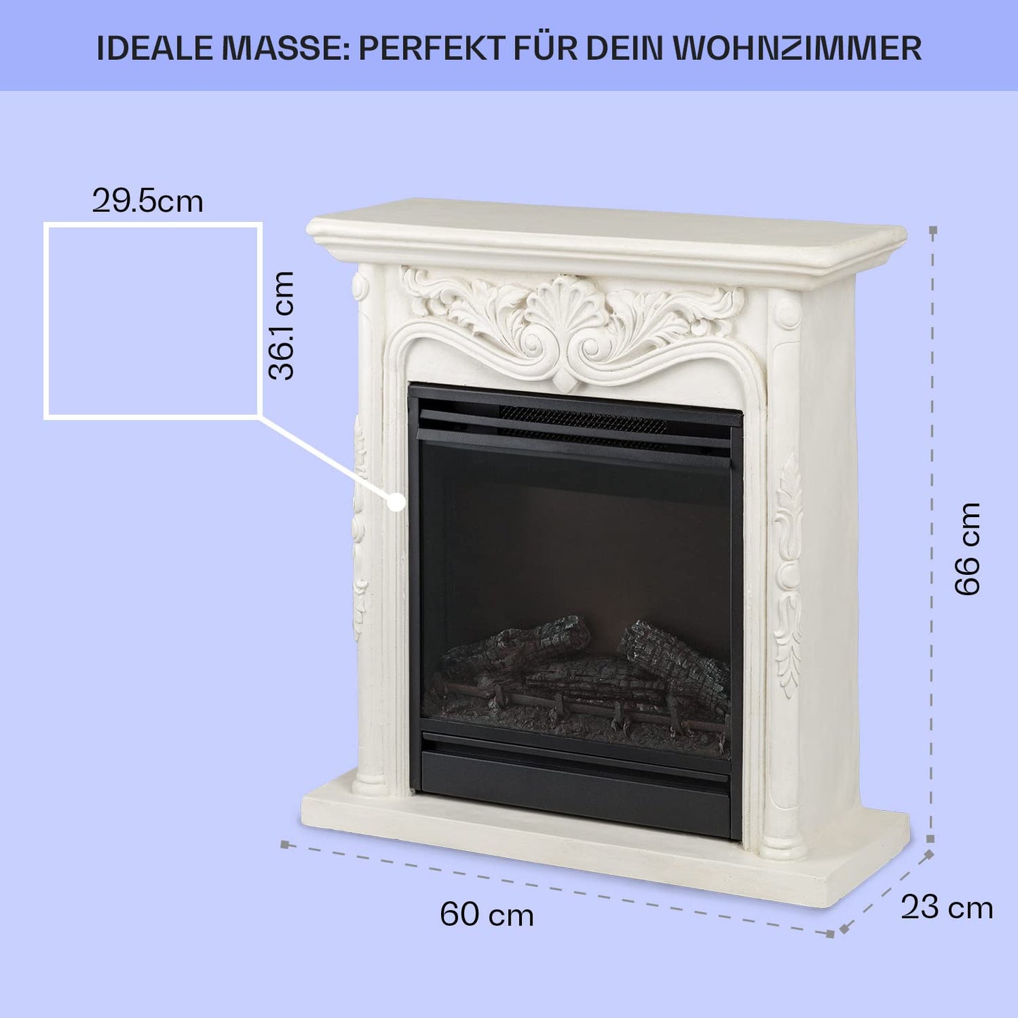 Klarstein Elektrokamin, Elektro Heizungen für Wohnzimmer & Innenräume, Elektrischer mit LED Flammen, mit Fernbedienung, Elekroofen-Kamin, Automatische Temperaturregelung, Heizung 1800 W