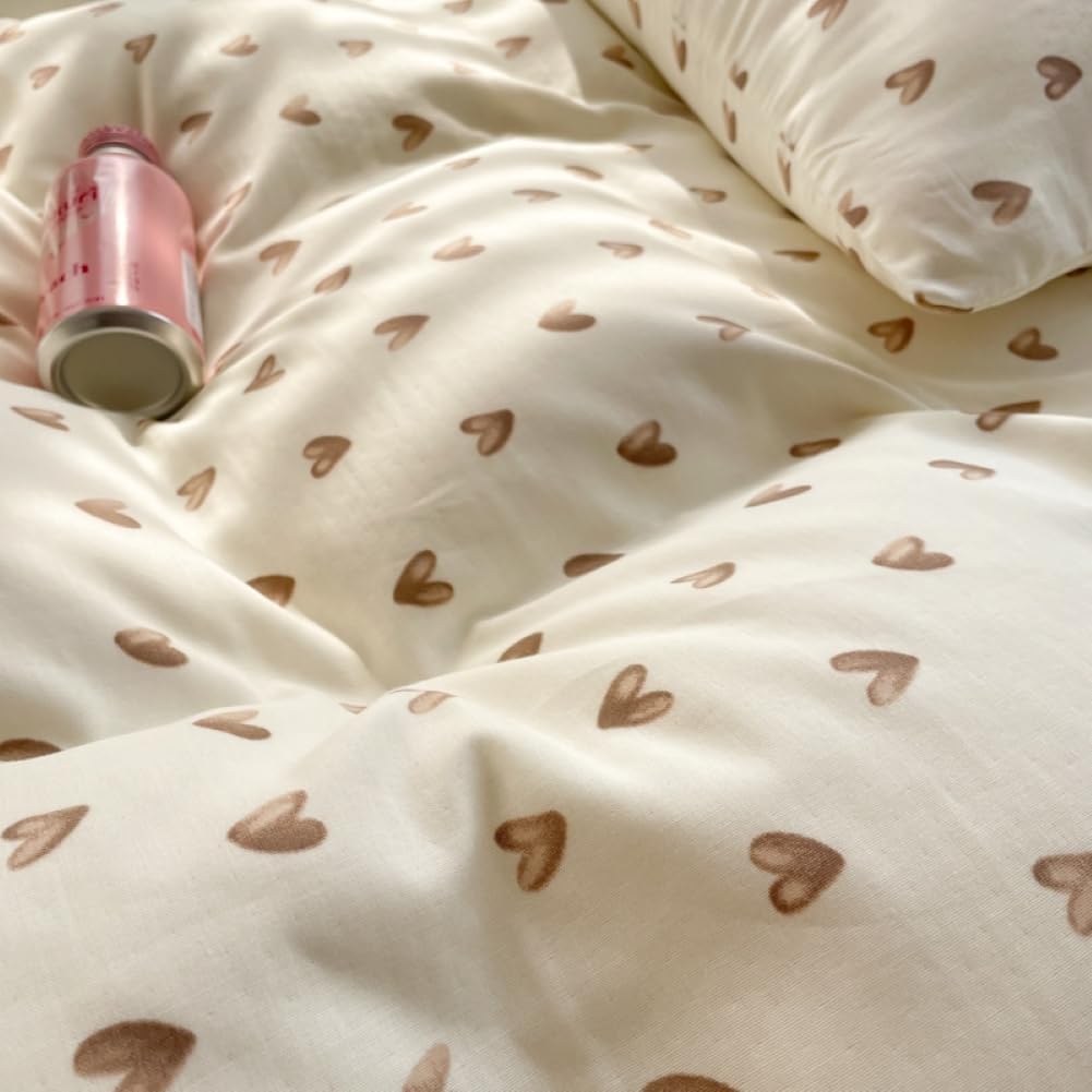 Nayoroom Bed Linen 135 x 200 cm Pink Black Hearts Heart Pattern Reversible Bed Linen Set Microfibre 2-Piece Modern Aesthetic Hearts Duvet Cover and 1 Pillowcase 80 x 80 cm with Zip
