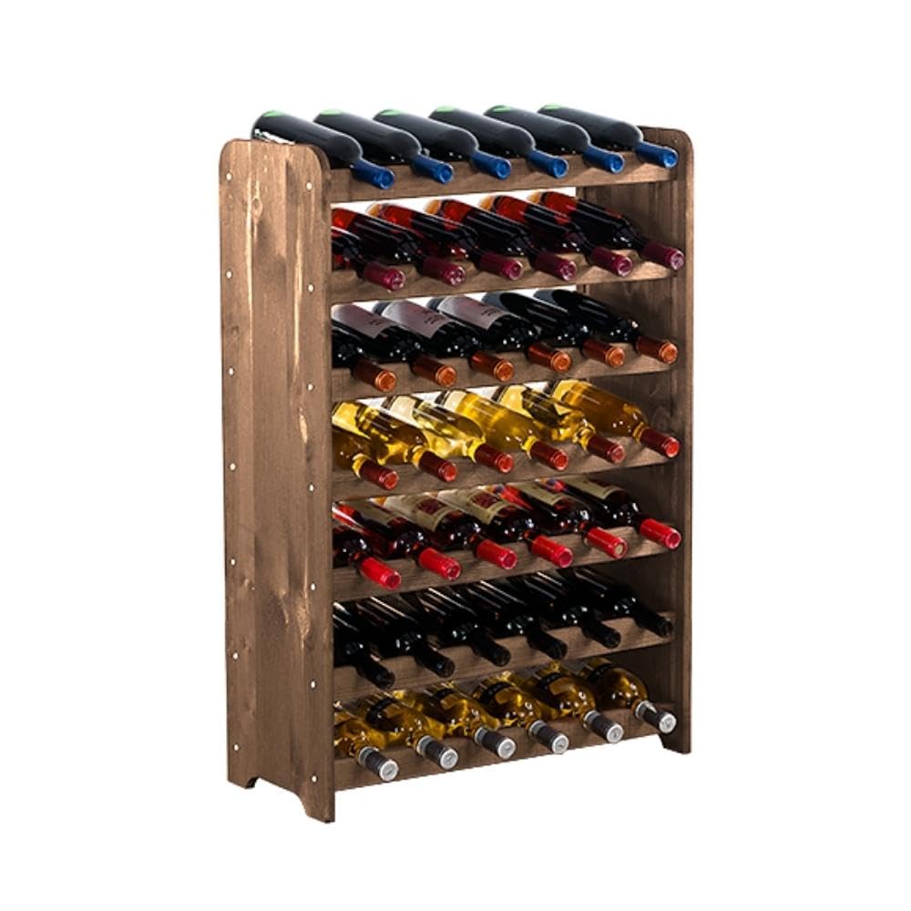 PROREGAL Weinregal PINOTWINE C | HxBxT 87,2x63,2x26,5cm | 42 Flaschen | Massives Kiefernholz | Natur unbehandelt | Weinhalter Weinständer Flaschenständer Flaschenregal Holzregal