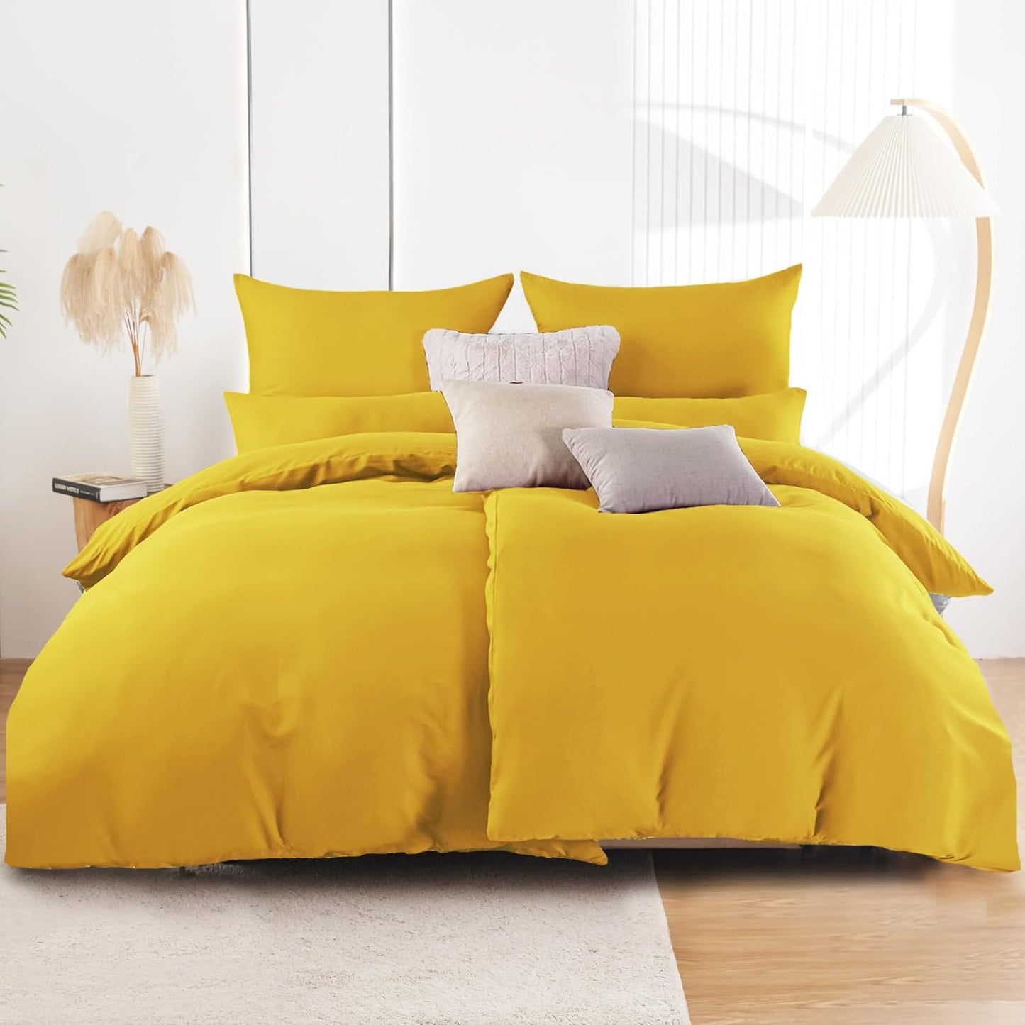 Soifox Bed Linen Set, Grey Anthracite, Microfibre, Non-Iron and Wrinkle-Free Duvet Cover 200 x 200 cm with Set of 2 Pillowcases 80 x 80 cm, Bed Linen with Zip