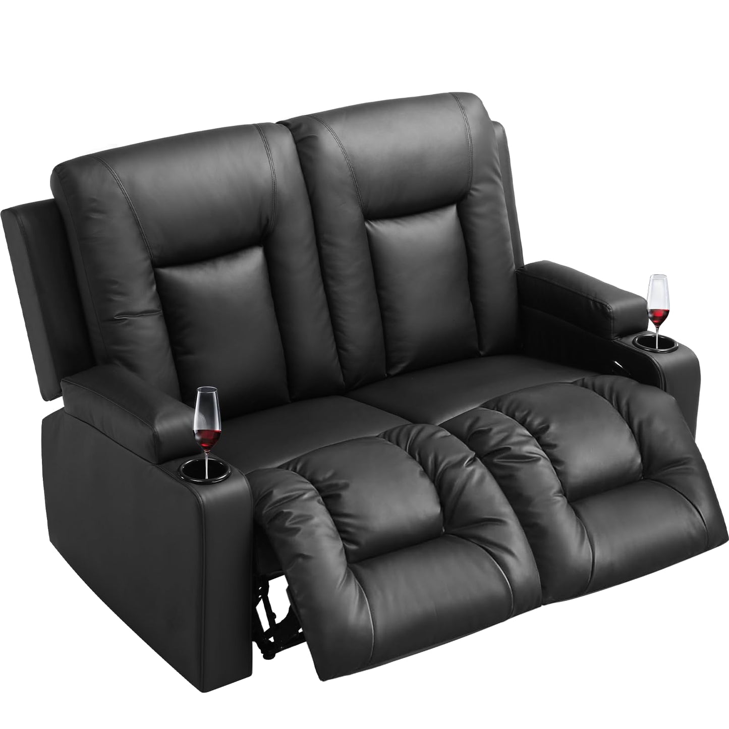 COMHOMA Relaxsessel-Set, Sofa, Sofa-Set aus Kunstleder, Fernsehsessel Ruhesessel Liegesessel mit Liege-Funktion Polstersessel Schlafsessel für Wohnzimmer Schlafzimmer Heimkino,Schwarz, 3+2+1