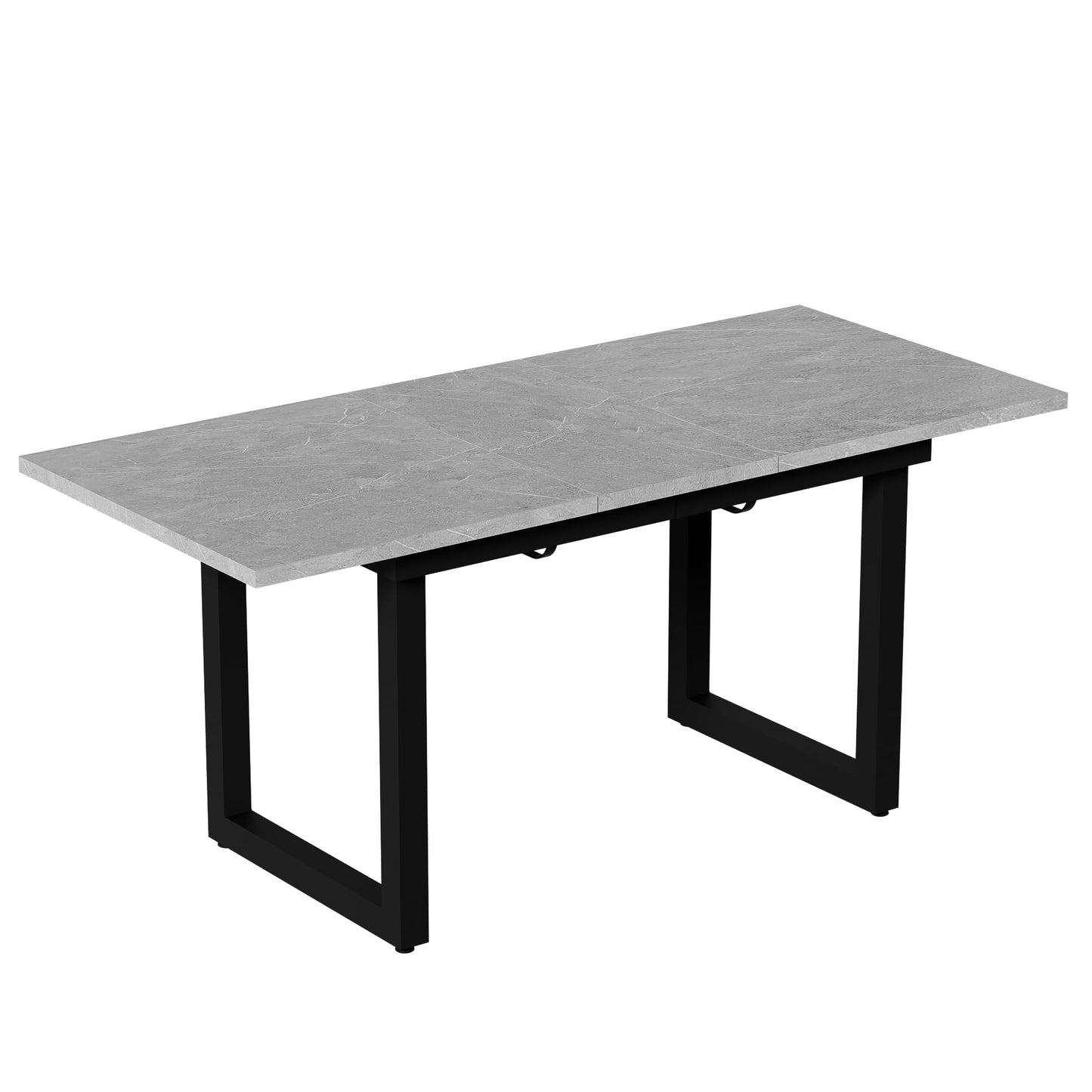 Merax Esstisch, Ausziehbar Esszimmertisch mit Tischbeine aus Metall, Rechteckiger Küchentisch für Wohnzimmer und Esszimmer, Grau
