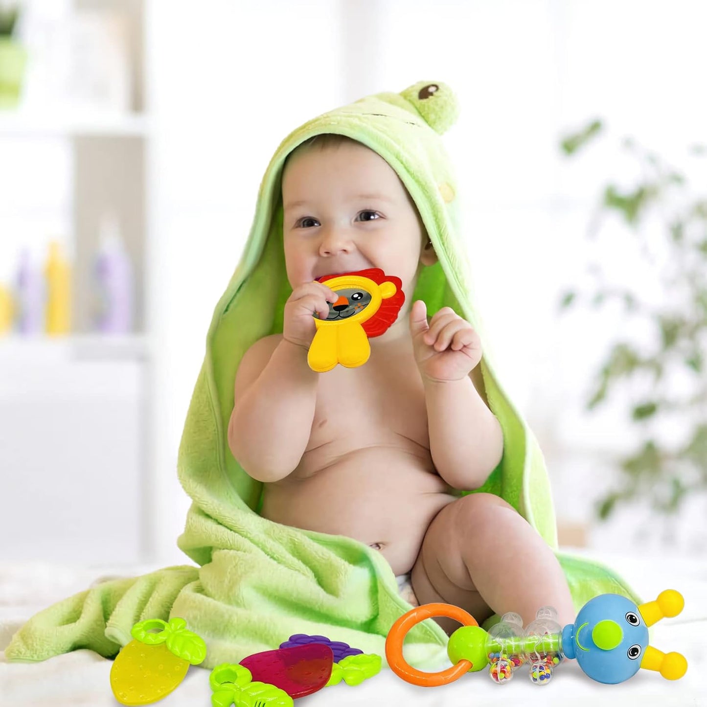AIVIAI Baby Rattle Teething Ring Set Baby Toy 6 Months Baby Toy from 3 6 9 12 Months Shaker Grab Rattle Newborn Toy Musical Rattles for Babies and Toddlers Gift (11 Pieces)