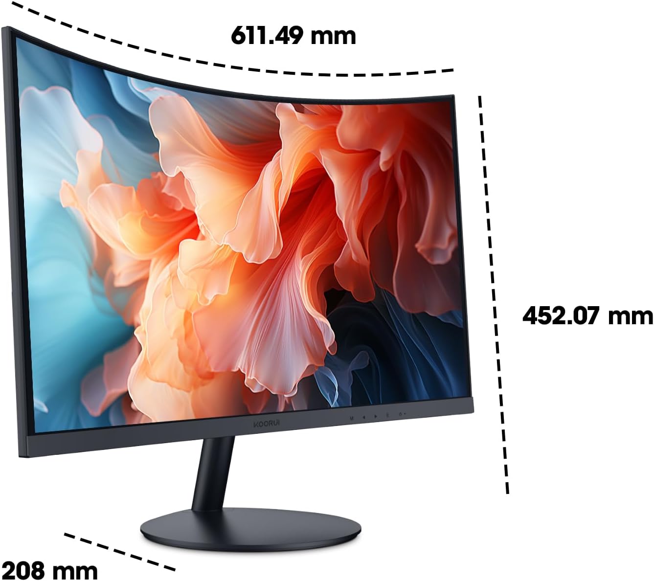 KOORUI Gaming Monitor 27 Zoll, Full HD Rahmenlos Bildschirm 165Hz Adaptive Sync (1ms, VA-Panel, Eye-Care, 1920 x 1080, 2xHDMI 2.0, & DisplayPort 1.4, VESA 75x75mm, DCI-P3 90%)
