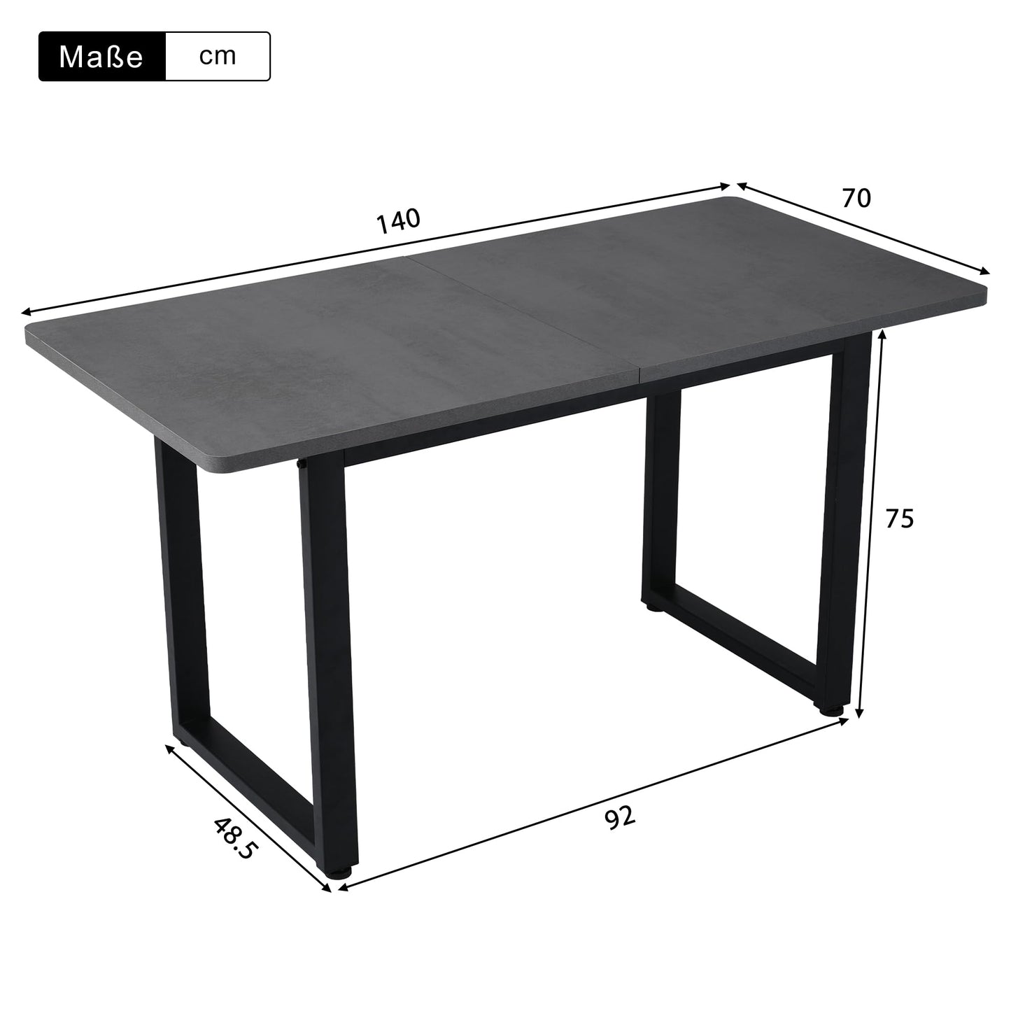Merax Esstisch, Ausziehbar Esszimmertisch mit Tischbeine aus Metall, Rechteckiger Küchentisch für Wohnzimmer und Esszimmer, Grau