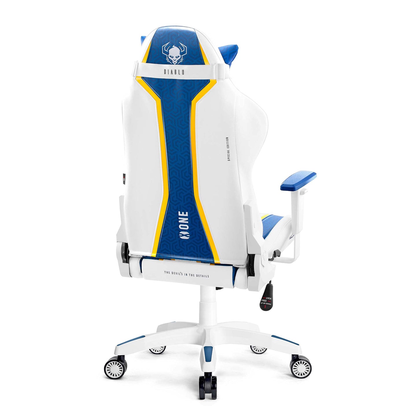 Diablo X-One 2.0 Gaming Stuhl Gamer Chair Bürostuhl Schreibtischstuhl Verstellbare Armlehnen Ergonomisches Design Nacken/-Lendenkissen Wippfunktion Aqua Blue Normal (L)