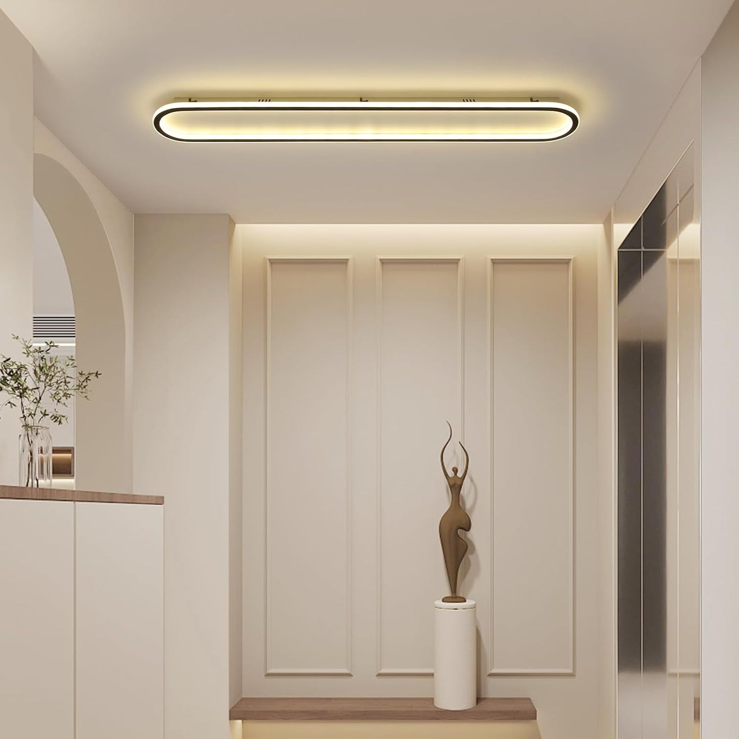 Mikeru LED Deckenleuchte ⌀60cm Rund- Moderne 6000K Kaltweiße Licht Deckenlampe - Schwarz Acryl Wohnzimmer Deckenlampe für Schlafzimmer, Küche, Esszimmer - Energieeffiziente LED Beleuchtung