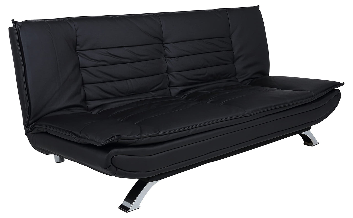 AC Design Furniture Jasper Bettcouch Dunkelgrau/Schwarz, Schlafsofa mit 3 Liegepositionen, Moderner 3-Sitzer Ohne Armlehne, Gepolstert mit Schwarzen Metallbeinen, L: 196 x H: 91 x T: 98 cm