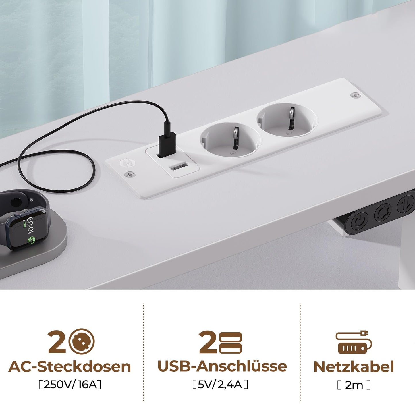 Seventable Computertisch L Form mit 4 Schubladen & Ablageflächen, Gaming Tisch mit LED & Steckdosen, Gaming Schreibtisch mit Monitorständer für Homeoffice, Schlafzimmer, Wohnzimmer (Weiß, 140 cm)