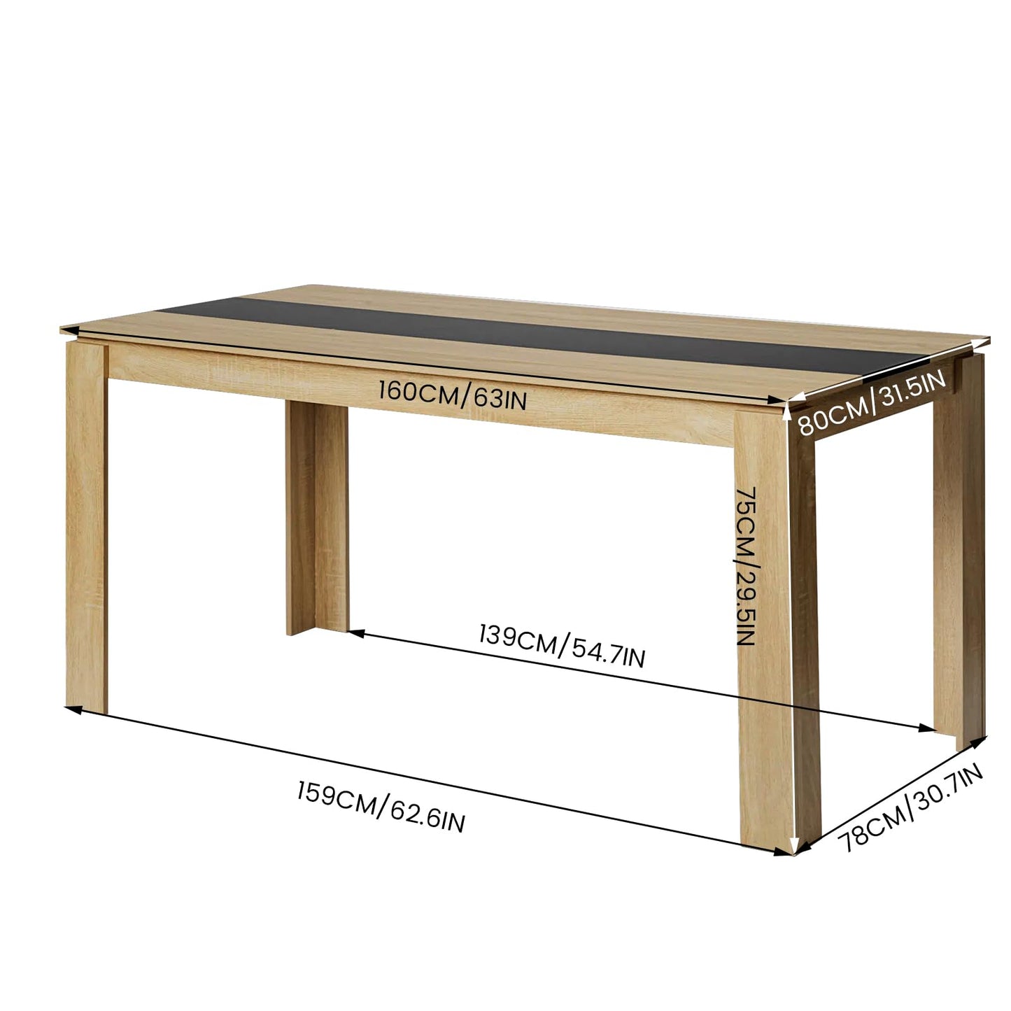 FURNITABLE Esstisch mit 4 Stühlen Esszimmergruppe, 4er Set Esszimmerstühle und Rechteckig Holztisch Essgruppe für Wohnzimmer Küche Büro (110 * 70cm Tisch+4 Schwarz Stühle)