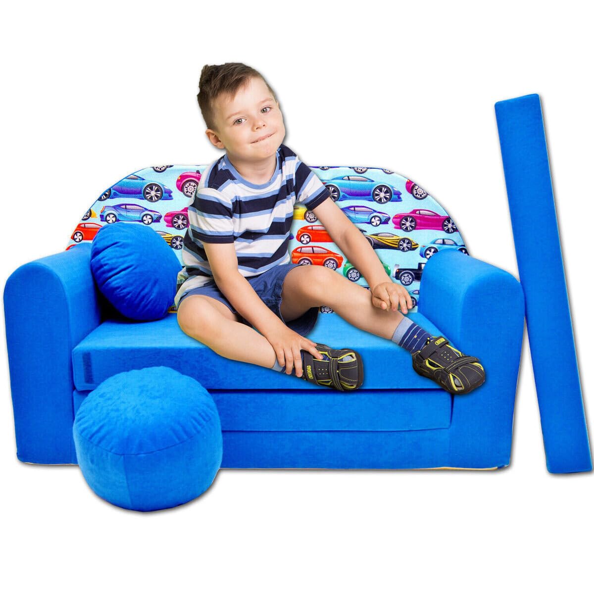 Children's Sofa with Sleep Function Foldable 3-in-1 Children's Sofa Play Sofa with Bed Function Girls Boys Bean Bag Mini Sofa Bed Children's Room Sleeping Chair (A39)