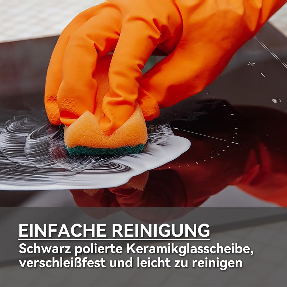 Hermitlux kochfeld 28,8cm, Glaskeramik Kochfeld 2 Platten, 9 Leistungsstufen, Touch-Steuerung, Timer, Kindersicherung, Geeignet für Alle Töpfe, 3300W