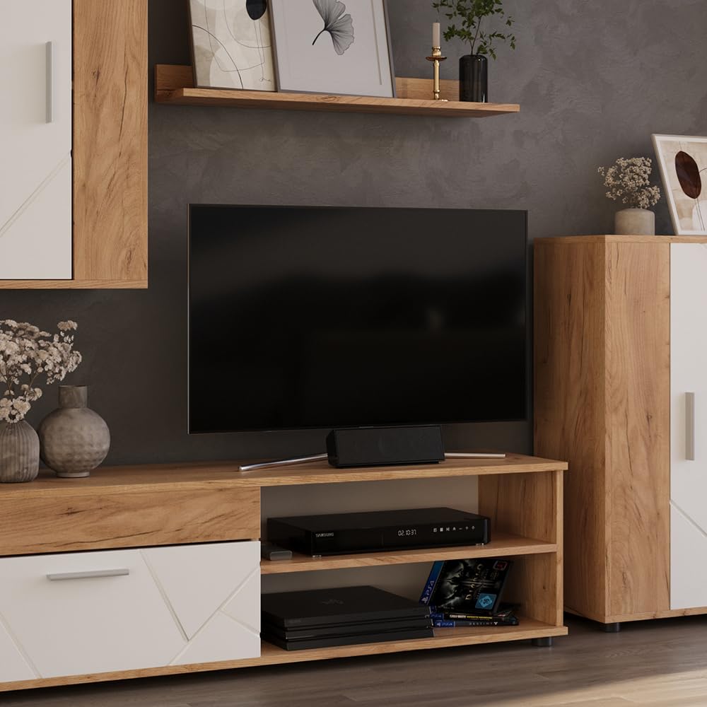 Vicco Berno TV Wall Unit Beige / Anthracite Set of 4