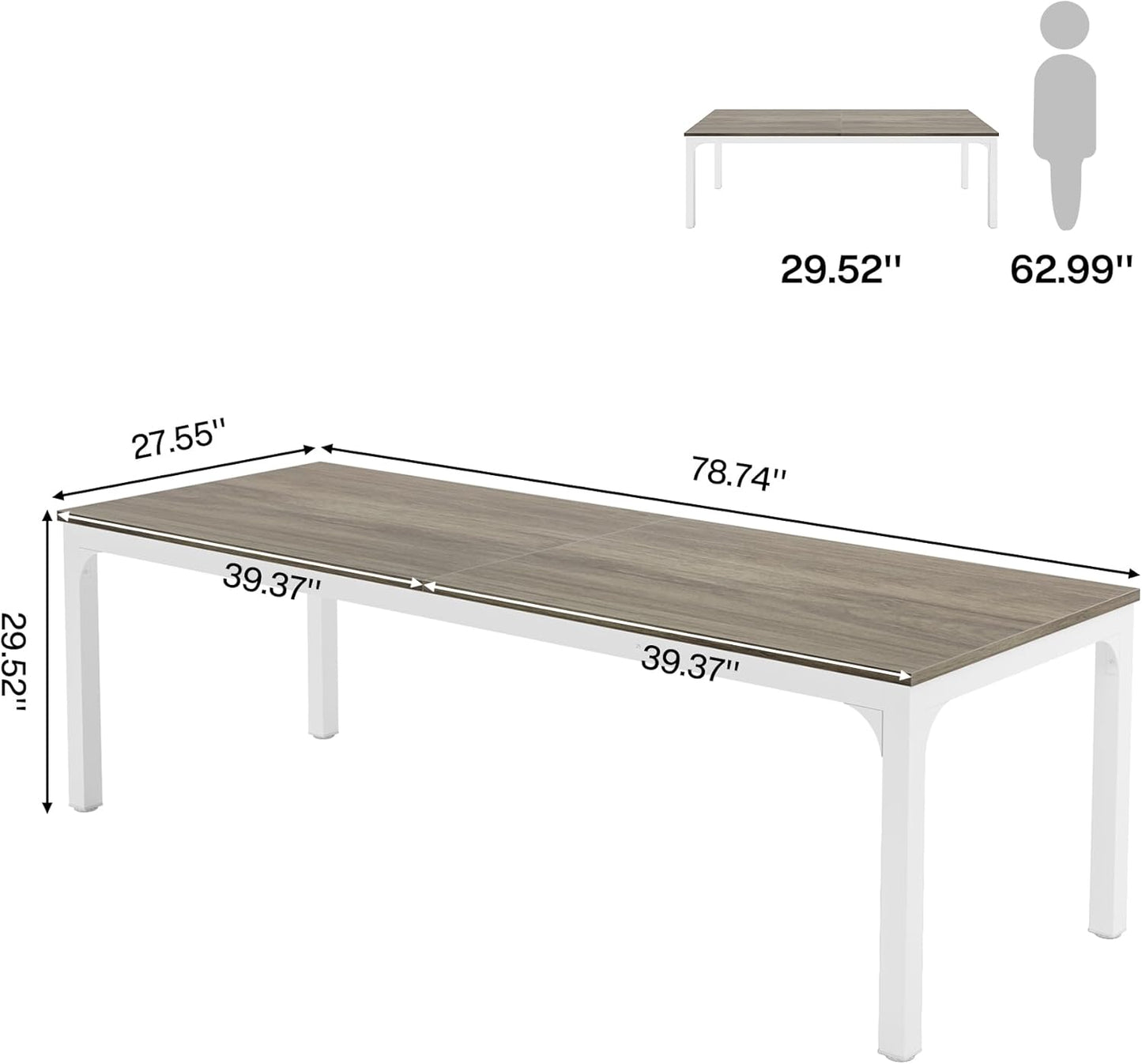 Tribesigns Schreibtisch Computertisch 200 x 70 x 75 cm Doppelter langer Schreibtisch, PC Tisch Bürotisch Arbeitstisch Esstisch Büro-Möbel Computertisch Konferenztisch für Home Office, Rustikales Braun