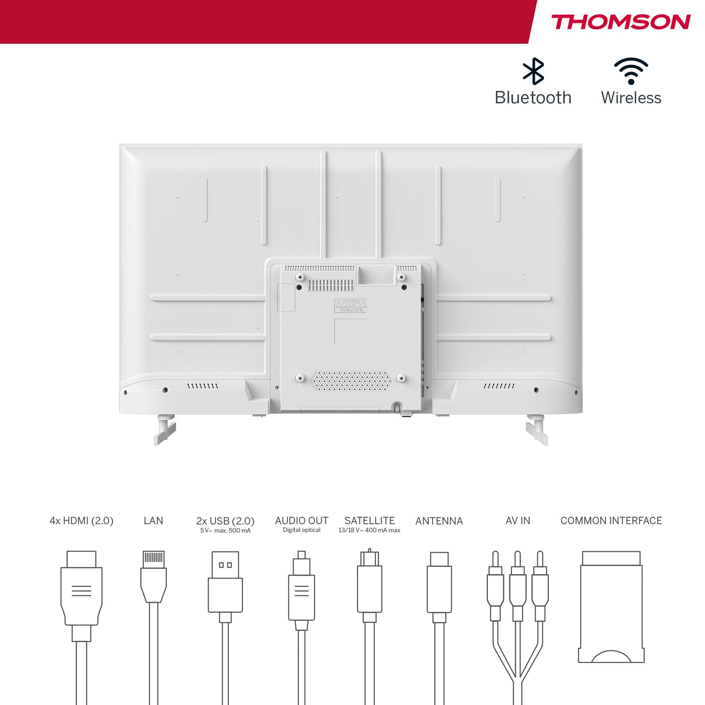 Thomson 43 Zoll (109 cm) 4K Ultra HD Weiß Smart Android TV, Google Assistant, Wi-Fi, Dolby Digital, Bluetooth, Triple-Tuner (Kabel,Satellit,Antenne), HDMI, CI+, A+ Panel – 43UA5S13W