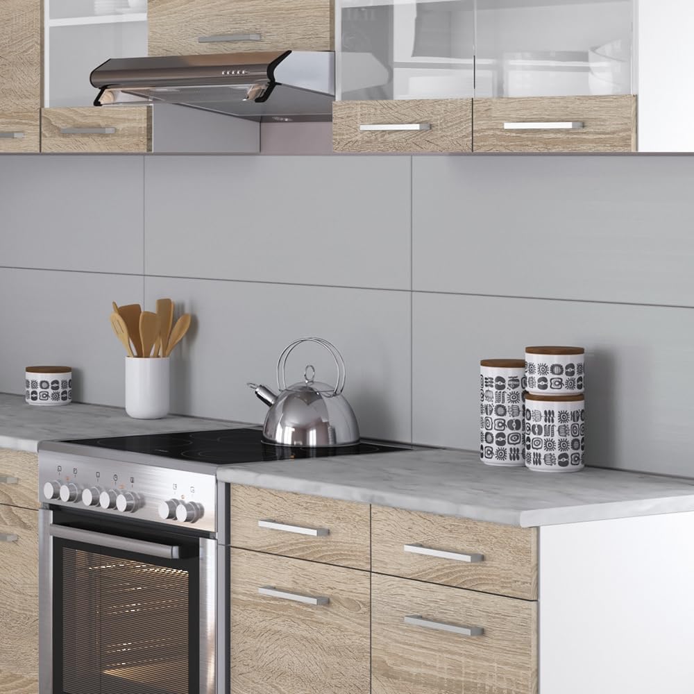 Vicco Kitchen Unit L 210 cm Kitchen Block Angle Corner Built-in Sonoma Oak - Freely Combinable Units - R-Line