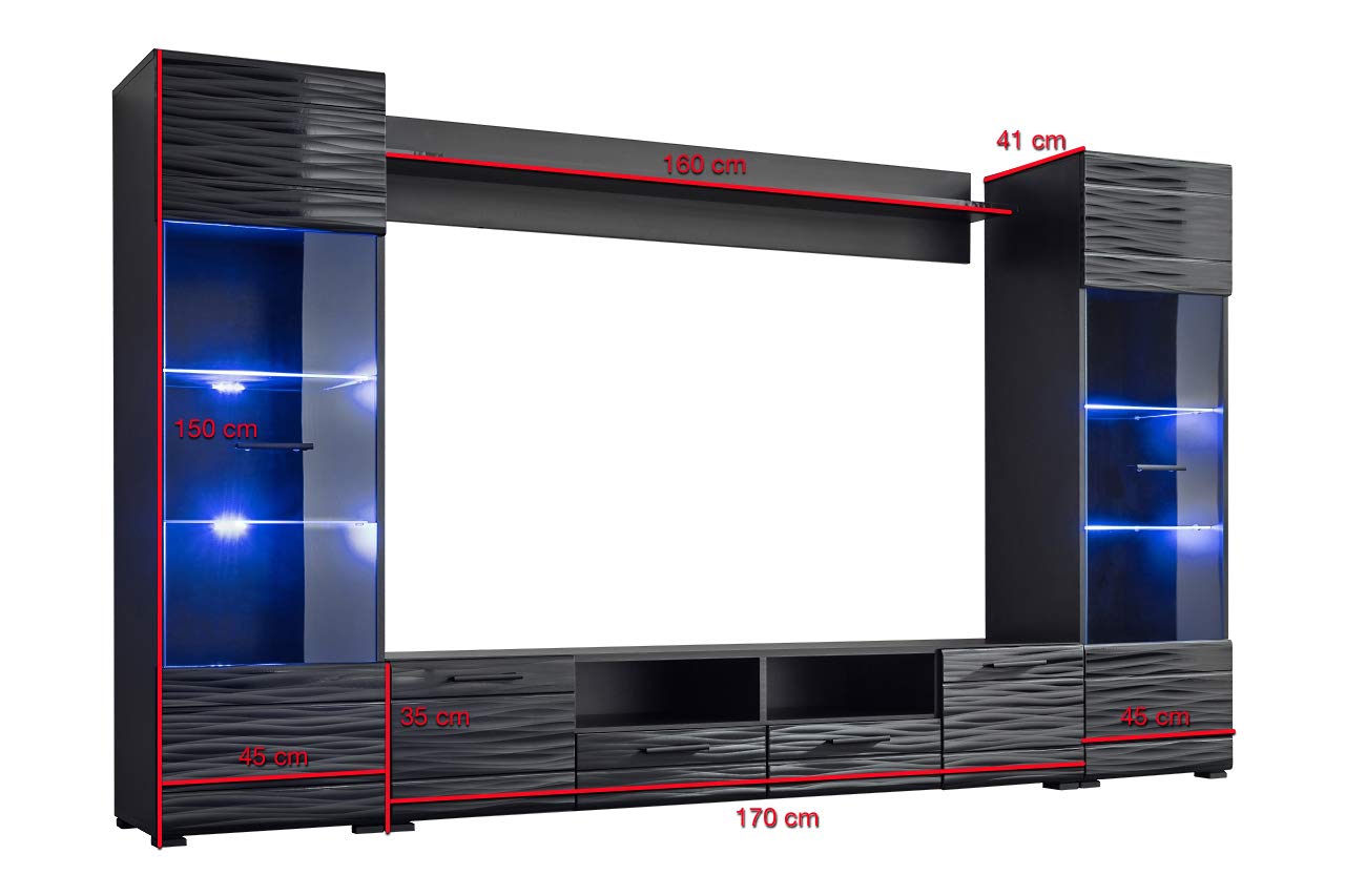 MEBLE KRYSPOL Solido Living Room Wall Unit - Living Room Furniture - Modern Living Room Wall Unit - Sideboard Living Room Cabinet Wall - Living Room Furniture Modern - Shelf White - TV Cabinet -