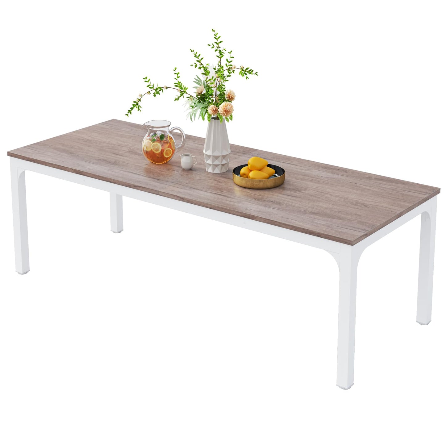 Tribesigns Dining Table, Industrial Kitchen Table for 4-6 People, 200 x 70 x 75 cm, Rectangular Dining Table for Dining Room, Kitchen, Living Room, with Heavy Duty Metal Legs, Oak