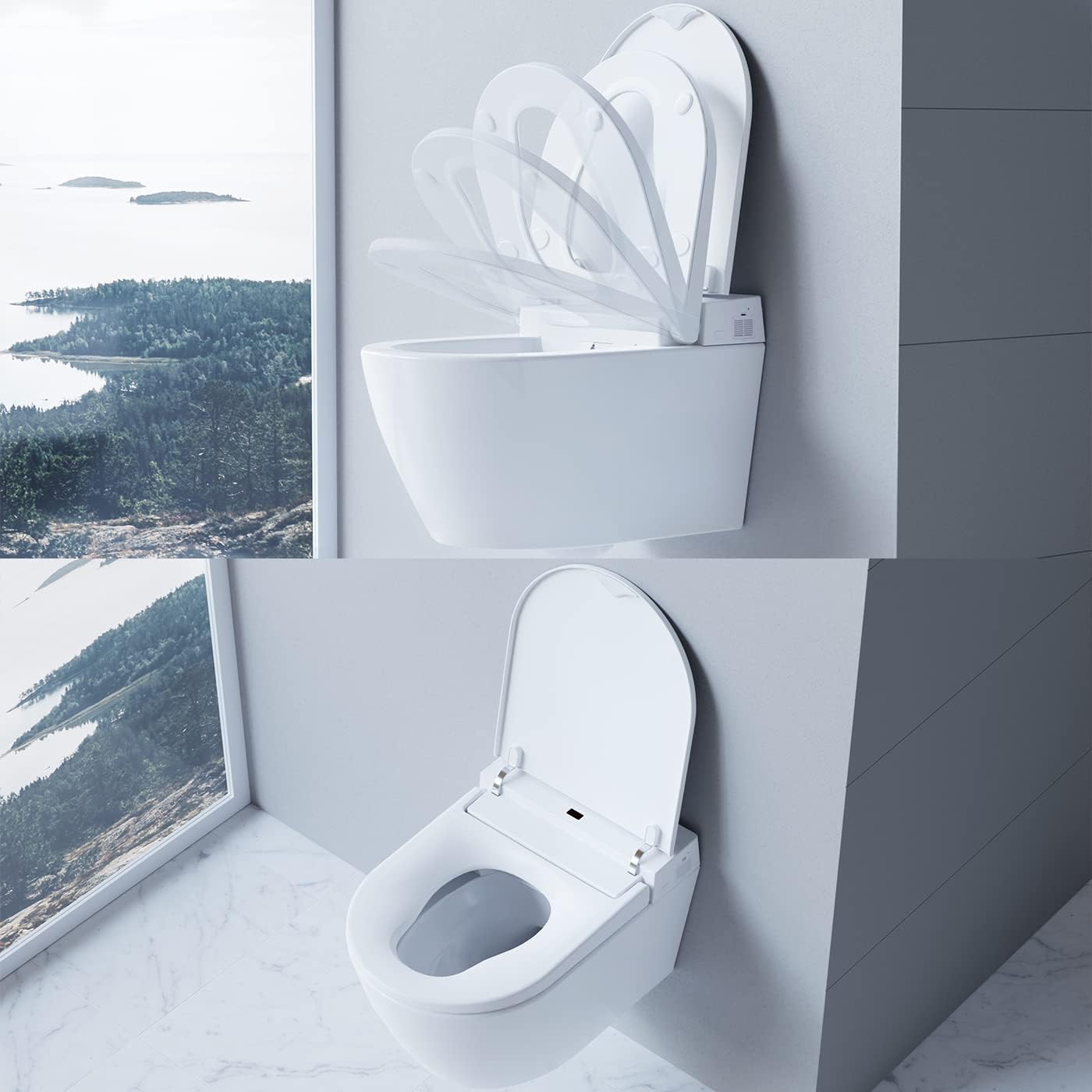 BERNSTEIN Dusch-WC 540 PRO in Weiß mit 5 Jahre Garantieerweiterung, Spülrandloses Hänge-WC mit Bidet Funktion Sitzheizung und Sterilisator – Komplettanlage mit Fernbedienung mit Absenkautomatik