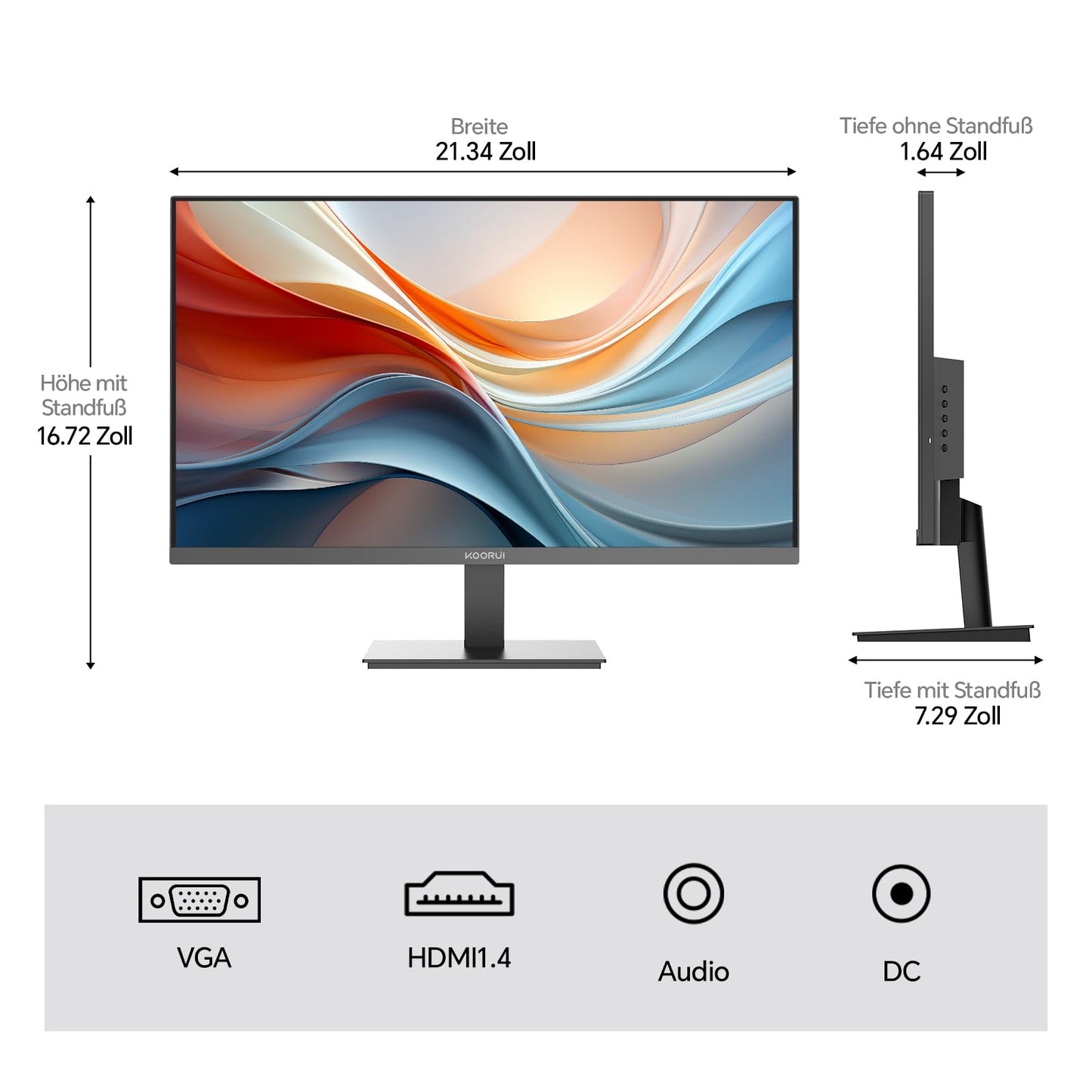 KOORUI E2711F 27 Inch Monitor, FHD 1920 x 1080 100Hz PC Monitor, Adaptive Sync HDMI 1.4, Eye Care Screen, -5° ~ 15° Tilt, VESA 100 x 100 mm