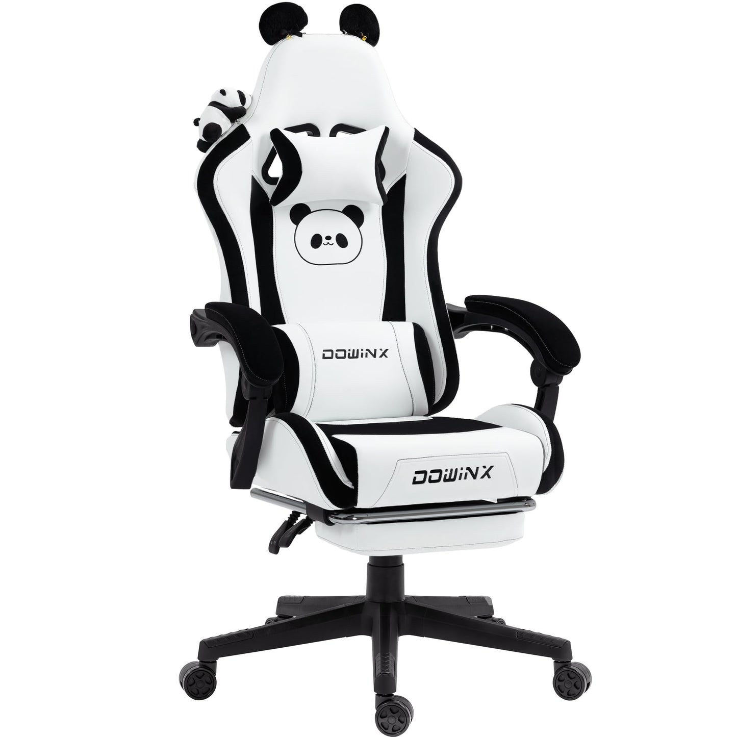 Dowinx Gaming Chair - Cute Cat Edition - Ergonomic Computer Chair with High Back and Lumbar Support, PU Leather, Footrest, Black