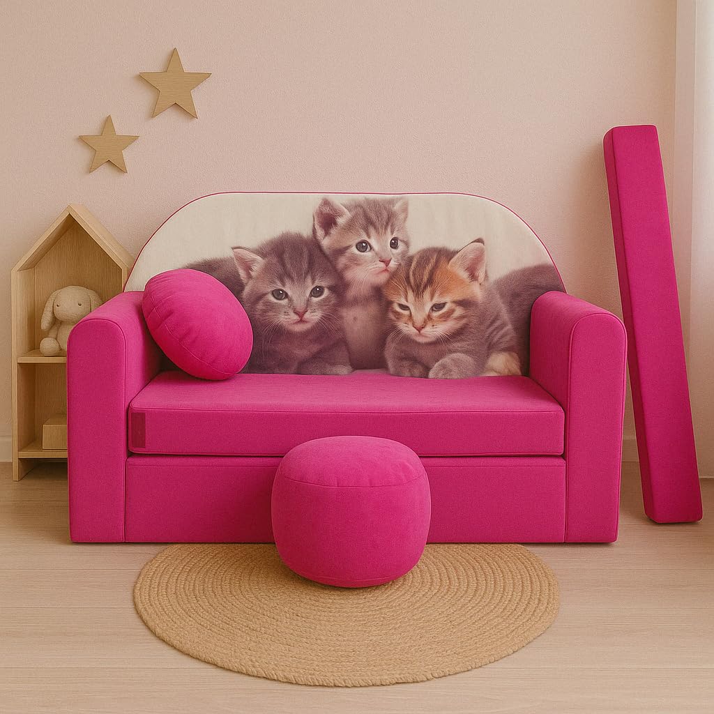 Children's Sofa with Sleep Function Foldable 3-in-1 Children's Sofa Play Sofa with Bed Function Girls Boys Bean Bag Mini Sofa Bed Children's Room Sleeping Chair (A39)