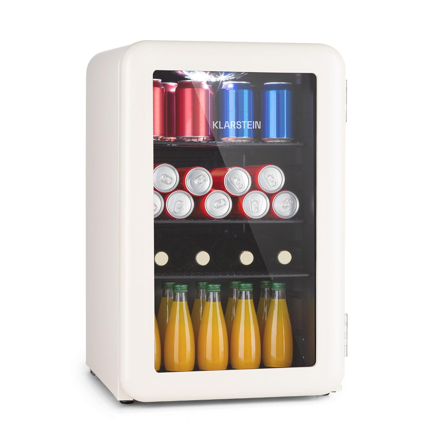 Klarstein PopLife Getränkekühler - Mini-Bar, Retrokühlschrank, 0-10°C, nur 39 dB, 115 L, umweltfreundlich, doppelt verglaste Tür, Retro-Design, rot