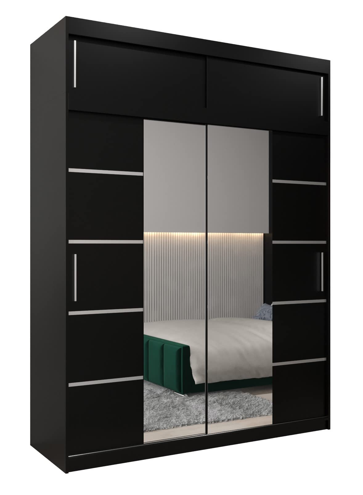 MEBLE KRYSPOL Verona 4 250 Bedroom Wardrobe Sliding Doors Cabinet with Mirror Wardrobe with Mirror Sliding Door Wardrobe Sliding Doors - 250 x 240 x 62 cm - Sonoma with Extension