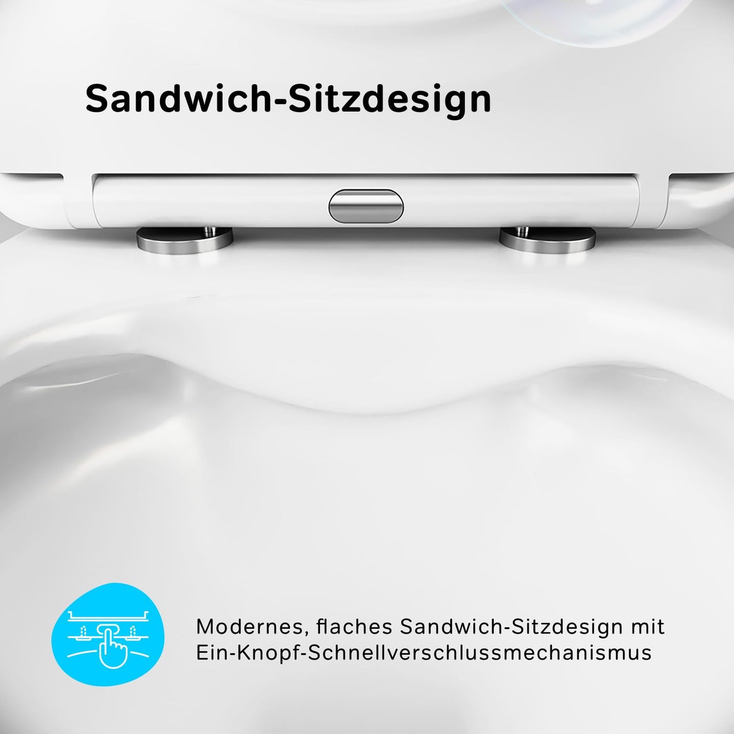 AM.PM X-Joy S - Spülrandlos Hänge WC, Tiefspül Toilette FlashClean, Wand WC mit Toilettendeckel mit Absenkautomatik, Hänge Toilette aus Keramik, Weiß, 50 cm lang