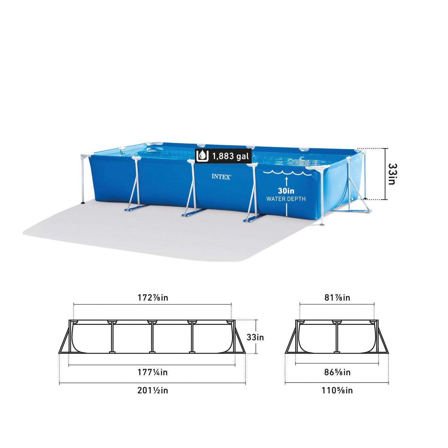 Intex Rectangular Frame Pool, Blau, 300 x 200 x 75 cm