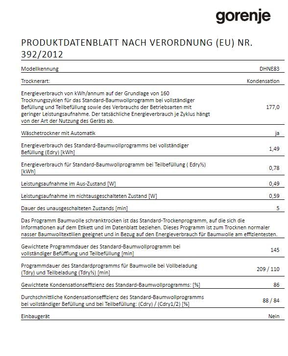 Gorenje DPNE82/GN Trockner/Kondensation mit Wärmepumpe / 8kg / 16 Programme/WIFI/Made in Europe/WaveActive Trommel/TwinAir/Feuchtesensor/Naturedry/LED Display/EEK: A++