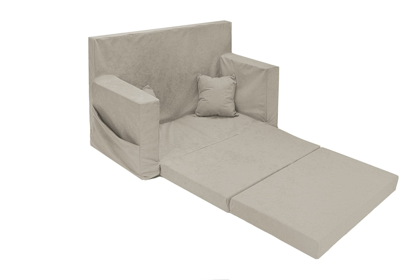 Flumi Personalised Children's/Teenager's Couch/Armchair/Sofa Bed, with Engraving of Child's Name, Play Sofa, Sleeping Chair, Bed Function, Children's Furniture, 92 x 40 x 60 cm, Microfibre (Grey)