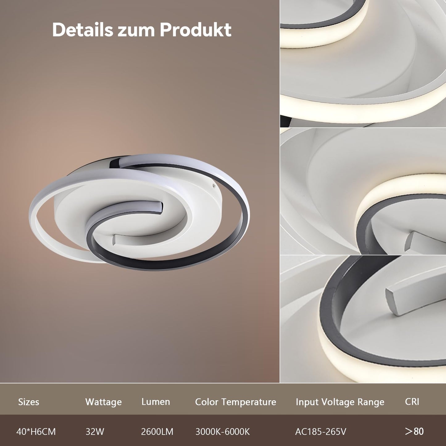 Ceiling Light with Remote Control, Dimmable Ceiling Light Bedroom with Matte Compatible with HomeKit, Alexa, Google & IFTTT, 32 W, 3840 lm, Modern LED Ceiling Light for Bedroom, Living Room, Diameter 40 cm