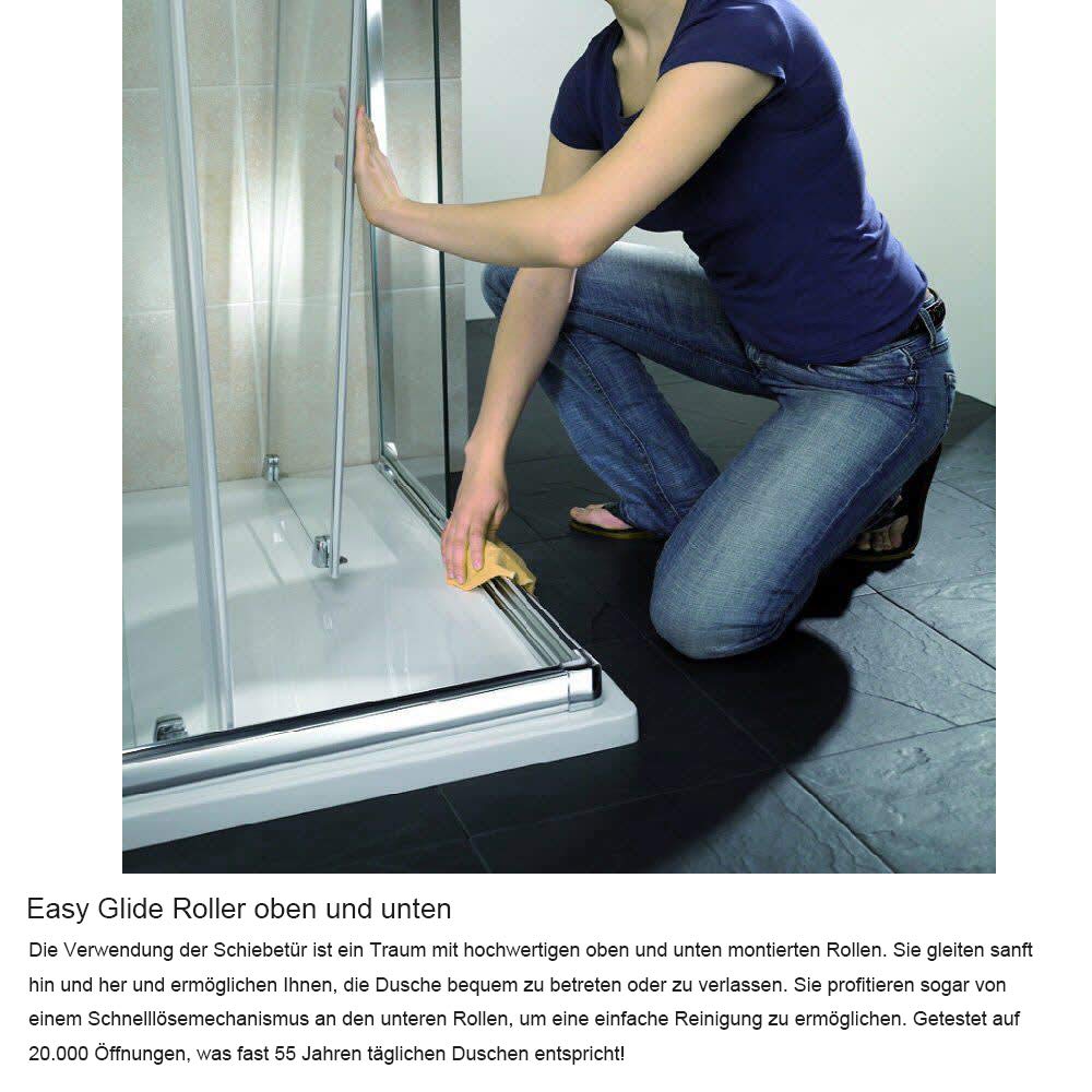 Heilmetz Duschkabine 80x90 cm Eckeinstieg Duschabtrennung Schiebetür Duschtür Nische Duschkabinen Glastür Schiebetür 5mm ESG Sicherheitsglas Doppel Schiebetür Duschtür - Höhe 185cm