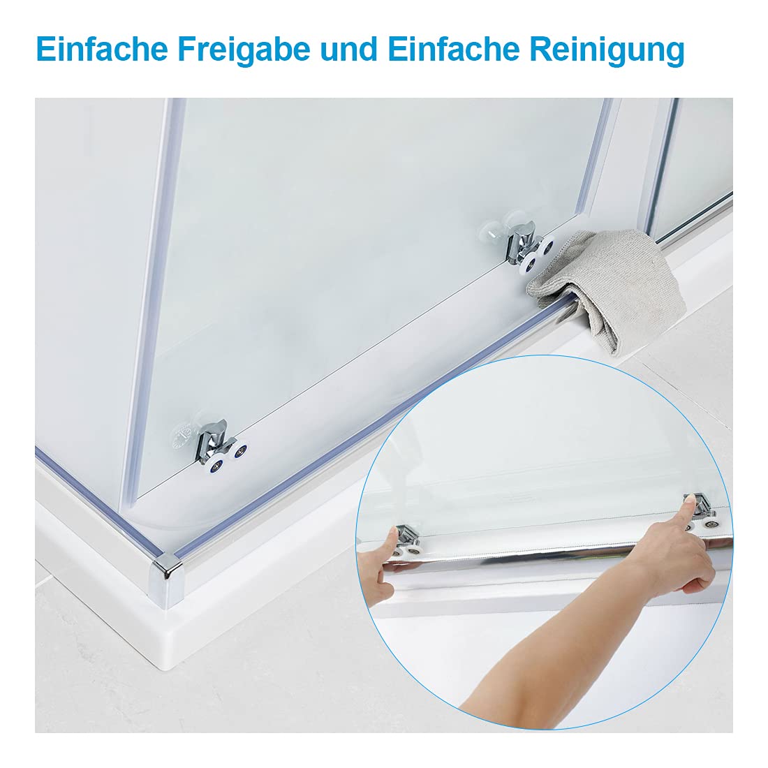 Heilmetz Duschkabine 80x90 cm Eckeinstieg Duschabtrennung Schiebetür Duschtür Nische Duschkabinen Glastür Schiebetür 5mm ESG Sicherheitsglas Doppel Schiebetür Duschtür - Höhe 185cm