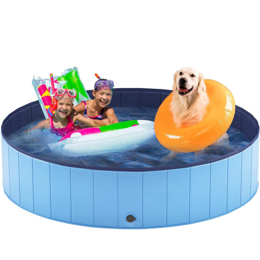 Taeku Hundepool, Haustier Planschbecken Pools für Große Kleine Hunde Stabiler Schwimmbecken Hundebadewanne (Bleu 160 * 30cm)