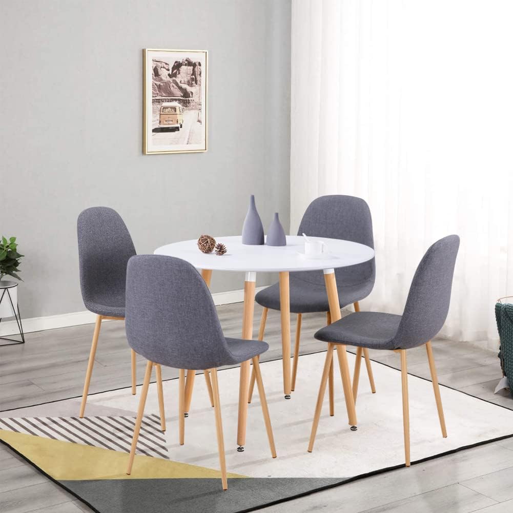 GOLDFAN Glas Esstisch Esszimmertisch Küchentisch Glas Moderner Stil Runder Tisch für Wohnzimmer Büro Küche Silber