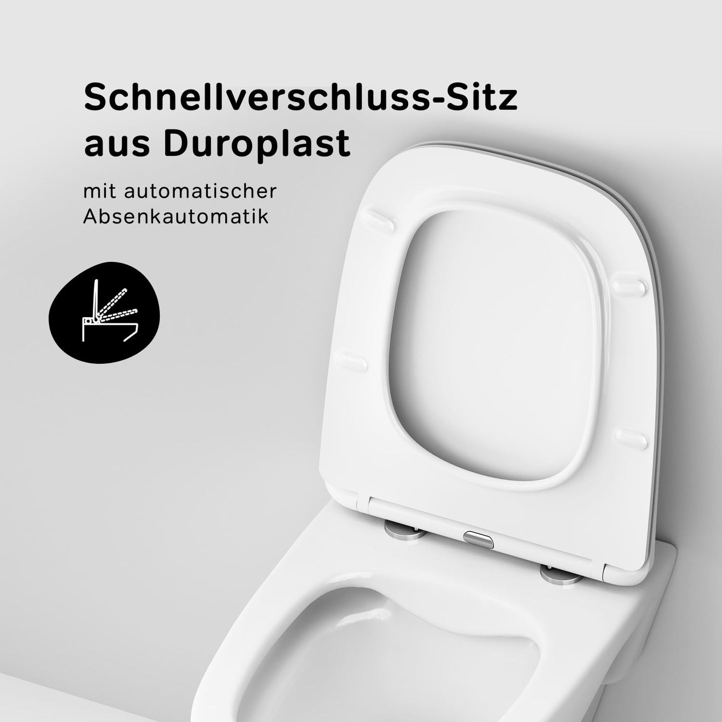 AM.PM X-Joy S - Spülrandlos Hänge WC, Tiefspül Toilette FlashClean, Wand WC mit Toilettendeckel mit Absenkautomatik, Hänge Toilette aus Keramik, Weiß, 50 cm lang