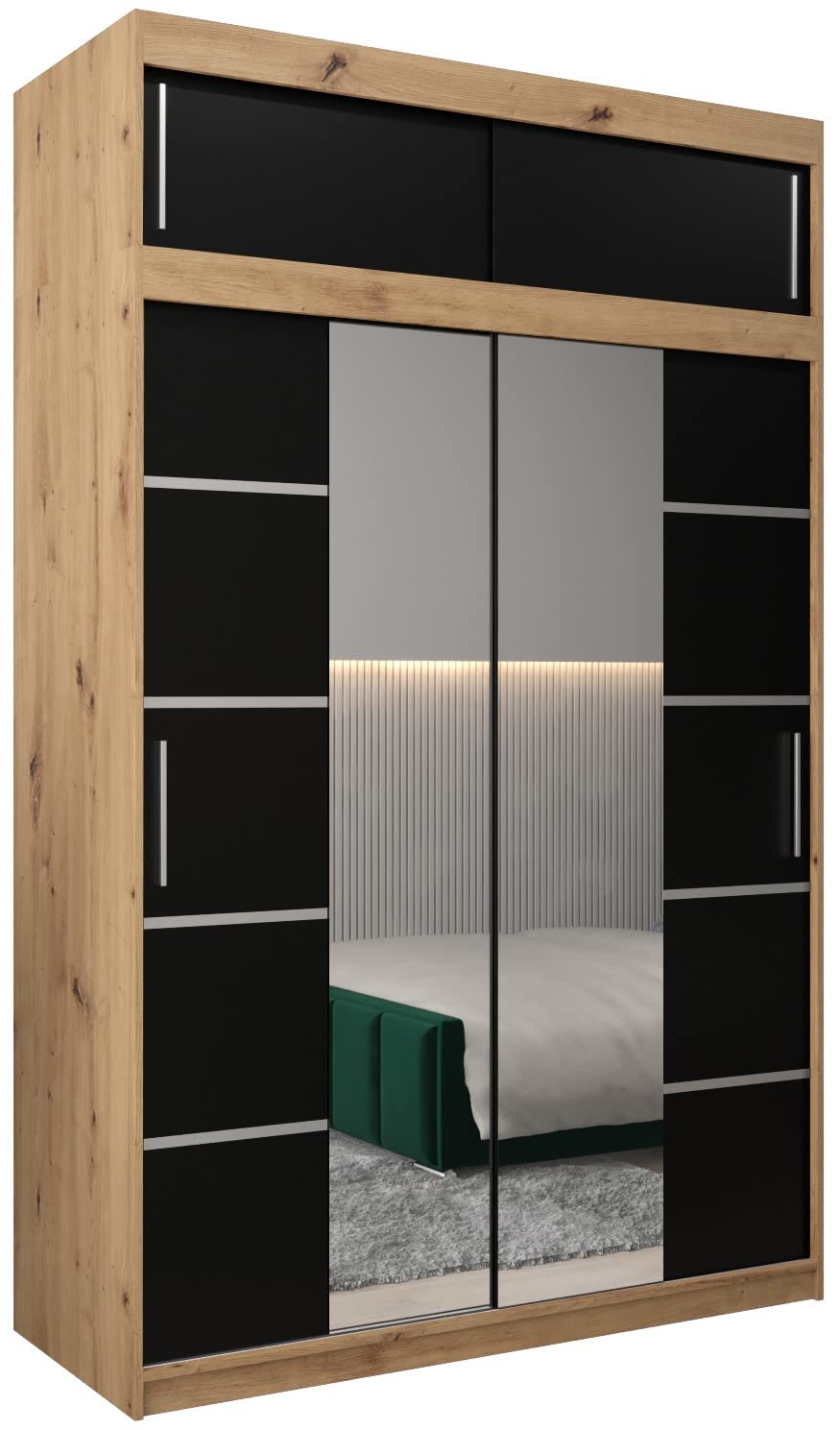 MEBLE KRYSPOL Verona 4 250 Bedroom Wardrobe Sliding Doors Cabinet with Mirror Wardrobe with Mirror Sliding Door Wardrobe Sliding Doors - 250 x 240 x 62 cm - Sonoma with Extension