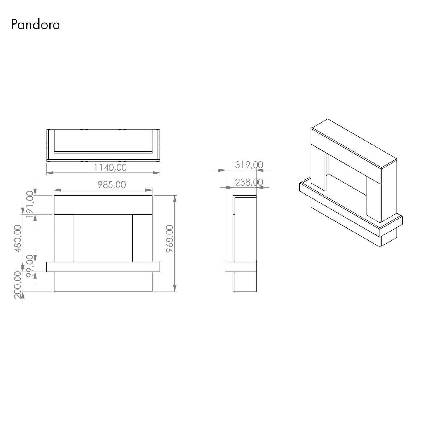 GLOW FIRE Electric Fireplace with Heater and Fireplace (Pandora Standing Fireplace) - Electric Fireplace with LED Fire in 3 Colours, Fan Heater, Wooden Decoration & Remote Control, 114 x 97 x 32 cm,
