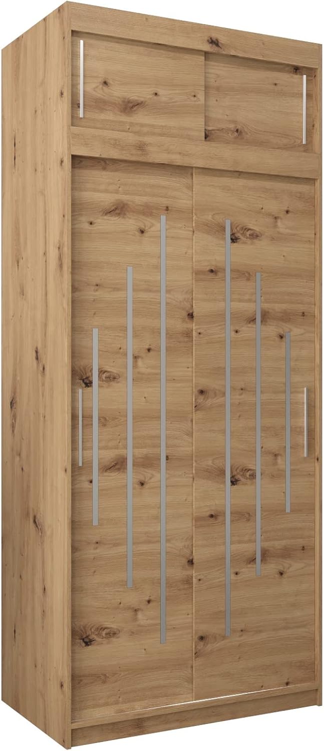 Kryspol Schwebetürenschrank York 250 cm Kleiderschrank mit Kleiderstange und Einlegeboden Schlafzimmer- Wohnzimmerschrank Schiebetüren Modern Design (Weiß)
