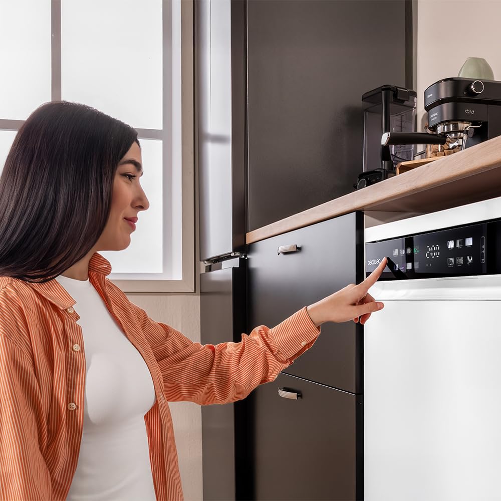 Cecotec Geschirrspüler 60 cm - Freistehend Bolero Aguazero 6210 Dark D. 15 Bestecke, energieeffizient, XXL Fullcolor Display, drittes Fach, 14 Programme, Dual Zone Wash, verstellbares Fach, Dunkel