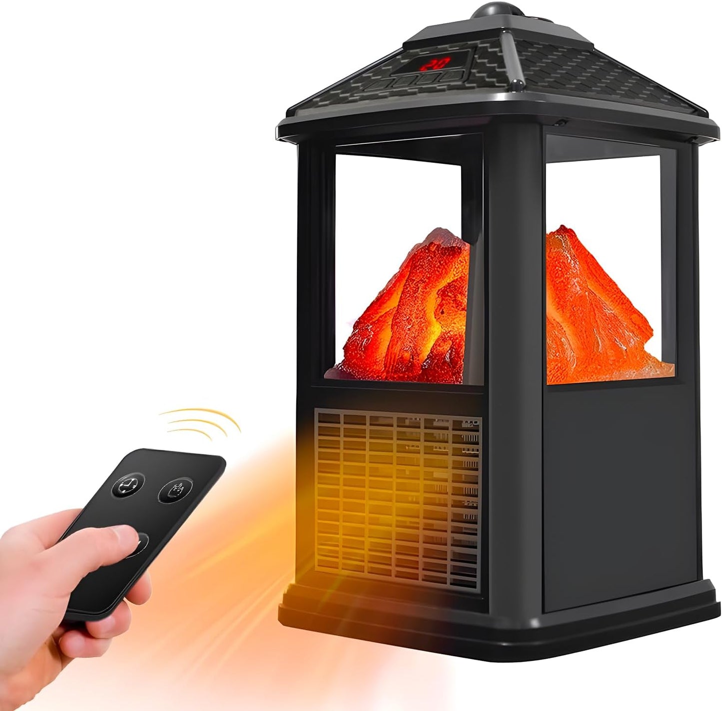 Avilia Electric Table Fireplace with Remote Control 1000 W - Programmable Timer up to 12 Hours and Remote Control - Elegant and Versatile Design Thanks to Its Dimensions 32 x 18.5 x 18.5 cm