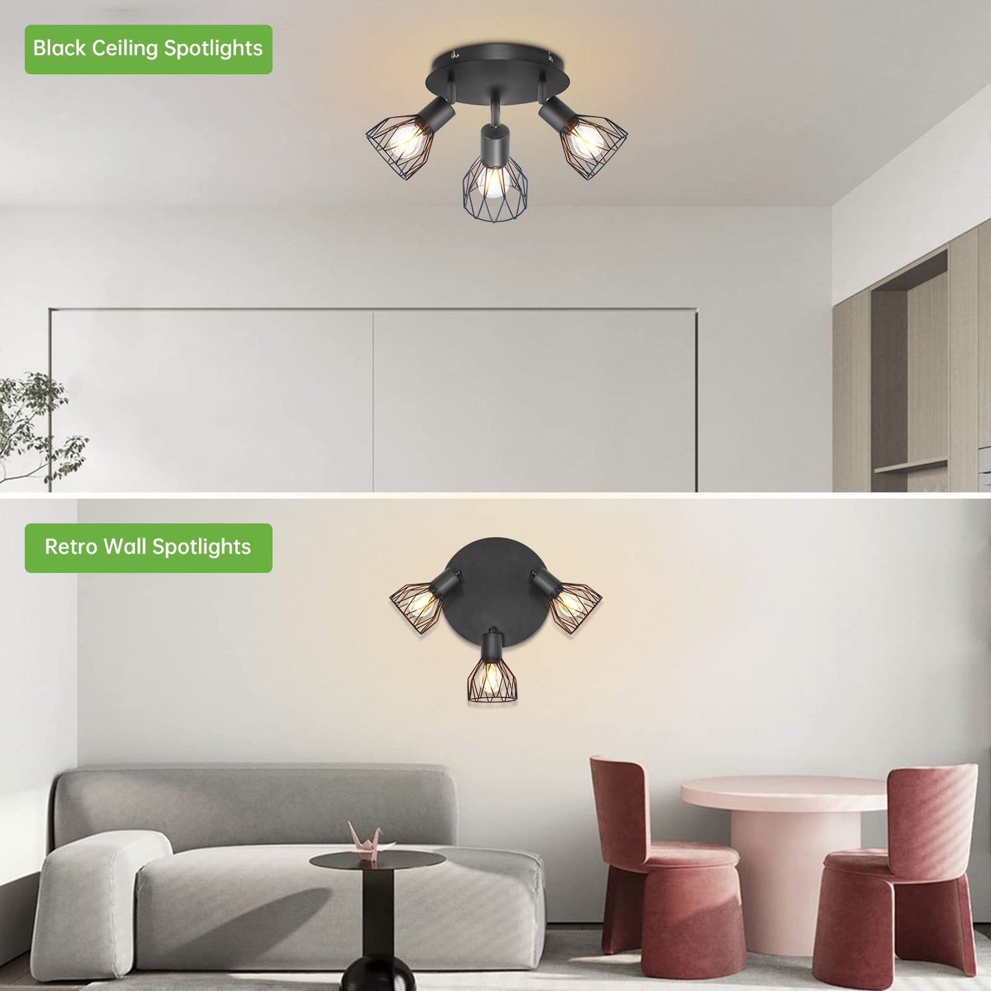 Kimjo Led Deckenstrahler 6 Flammig - Deckenleuchte Strahler E14 Schwenkbar - Deckenlampe Schwarz 6 Flammig Lampe Wohnzimmer - Deckenlampe LED Deckenleuchte Küche Deckenspot Ohne Leuchtmittel