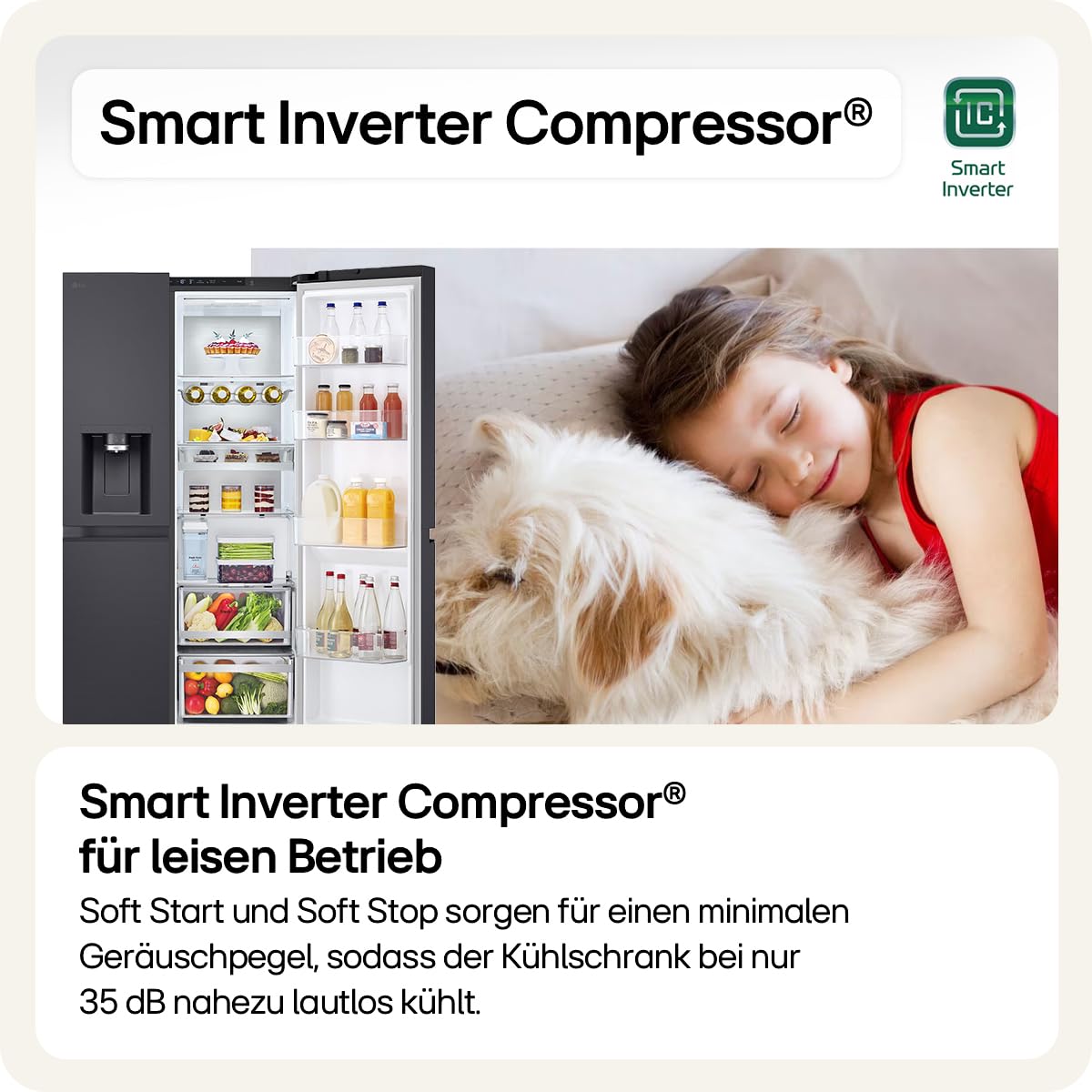 LG GSLC40PYPE Side-by-Side Kühlschrank ǀ Smart Inverter Compressor ǀ Eis- und Wasserspenderǀ Total No Frost Technologie ǀ EEK E ǀ 638 L