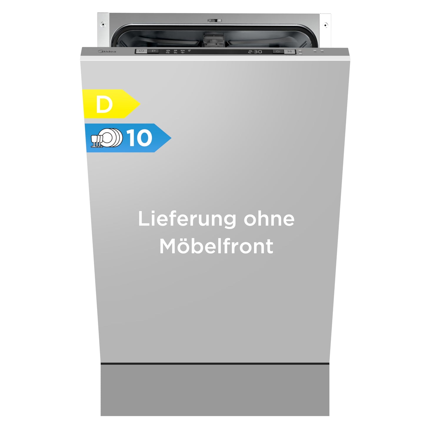 Midea MDWEU1435XSS-W Dishwasher, Integrated, 14 Place Settings, 60 cm, Partially Integrated with WiFi, Extra Drying, 7 Programmes, 47 dB, 0-24 Hours Start Time Delay, Stainless Steel